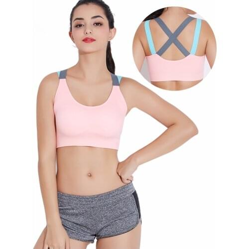 Sports Bra Breathable Female Top Sexy Cross Strap Push Up High Impact Running Underwea For Fitness Yoga Gym