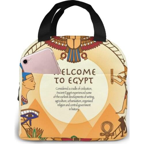 Lunch Bag Egyptian Frame Thermal Insulated Lunch Box Tote Cooler Bag Bento Pouch Lunch Container Food Storage Bag