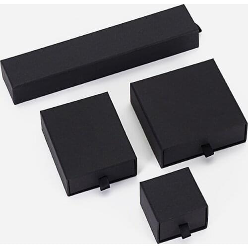 Custom Packaging Box Ring Necklace 100pcs Custom logo Black Pull-out Bracelet Paper Box Jewelry Display Wholesale Lots Bulk
