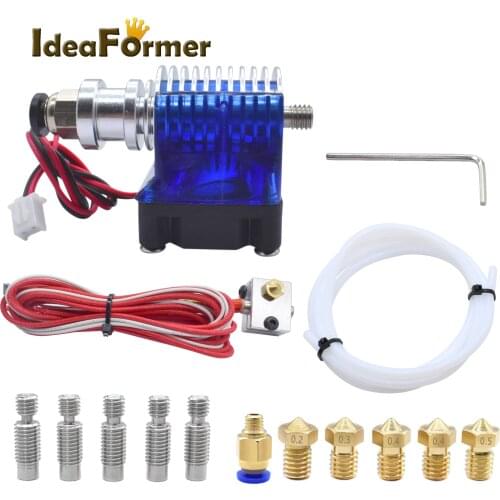 V6 Bowden J-head Hot End Metal Kit 12/24V 0.4-1.75mm 4.1 throat heat break+5 throat+5 nozzle+1M PTFE Tube For Remote Extruder