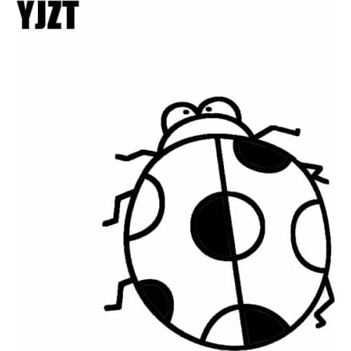 YJZT 14.6CM*15.9CM Cute Ladyug Crouching Vinyl Decal Lovely Car Sticker Black/Silver C19-0750