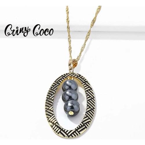 Cring Coco Hawaiian Necklaces for Women Big Pearl Circle Classic Pendant Choker Hot Sale Collar Beads Fashion Ladies Party 2020