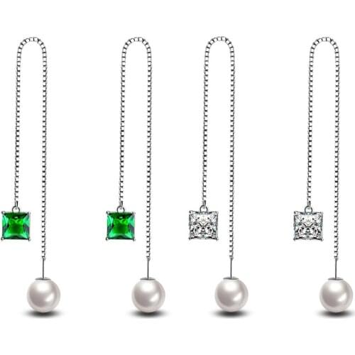 Women Silver Plated Thin Chain String Dangle Long Line Liner Threader Earrings