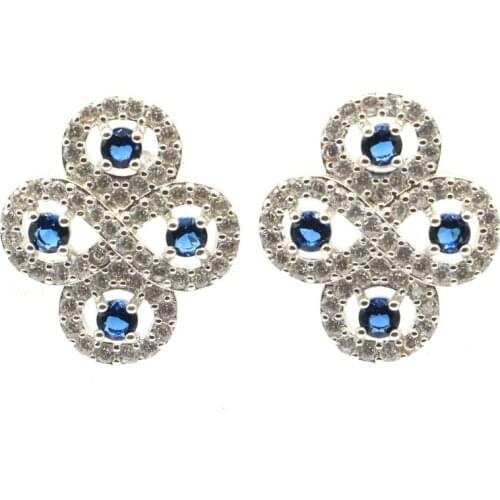 20x18mm Jazaz Stunning 5.2g Created Tanzanite Green Peridot White CZ For Women Daily Wear 925 Sterling Silver Earrings