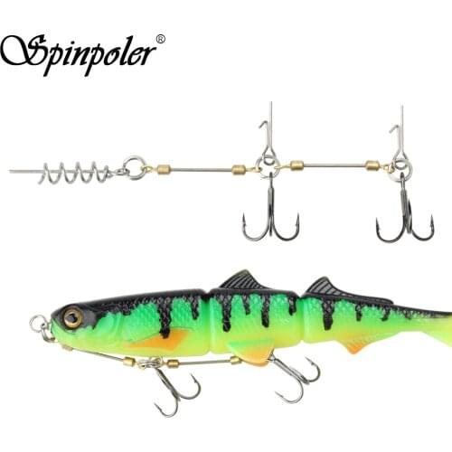 Spinpoler Fishing Hook Stinger Rig softlure CorkScrew offset #6 #1 #1/0 Treble Big Fish saltwater sea fishing durable Hooks 1pc