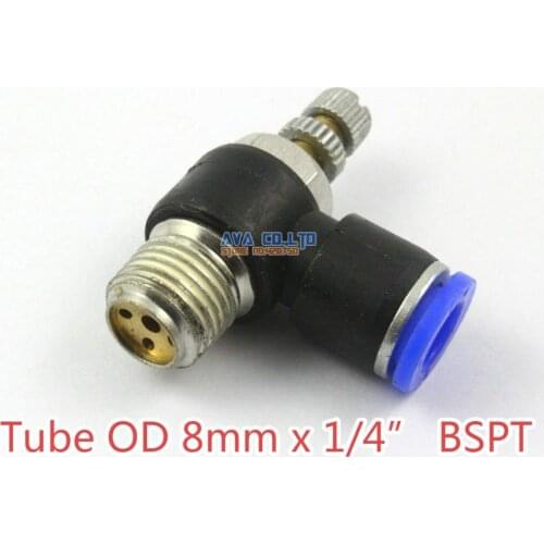 10 Pieces Tube OD 8mm x 1/4" BSPT Air Flow Control Valve Pneumatic Connector Push In To Connect Fitting