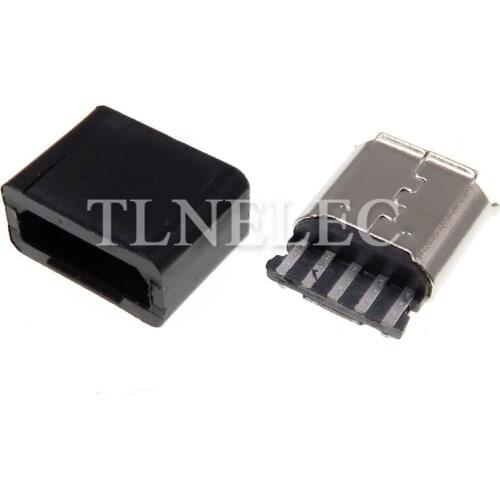 10pcs Micro USB Socket Famale Connector Two-piece Curling Edge Bonding Wire Interface Adaptor 5 Pin Charging Port