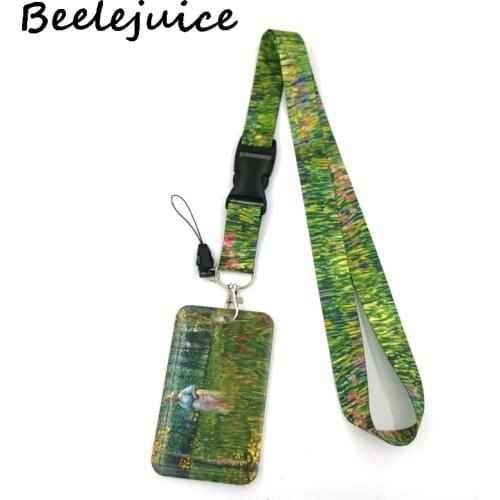 12sets Van gogh Painting Patch of Grass Lanyards Cool Neck Strap webbings ribbons Phone Keys ID Card Holder Keys DIY Hang Ropes