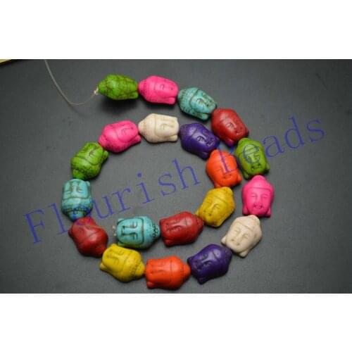 15xx20mm Mix Color Howlite Guanyin Buddha Head Stone Loose Beads