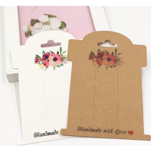 200Pcs Paper Jewelry Package Tag Card,DIY Handmade With Love Necklace Folded Card,Hair Accessories/Bracelet Display Tag Card