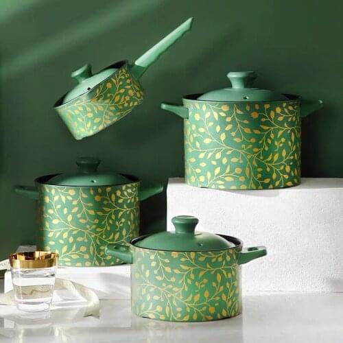 2021 New Design Ceramic Stockpot Golden Age Casserole Open Fire Heat Resistant Stew Soup Pot 1/2.5/3L Milk Pot