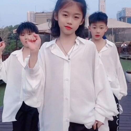 2021 Autumn Teen Boys And Girls Blouse Baby Shirts Childrens Clothing Long Sleeve White Cotton Blouses Tops Spring Shirt Coats