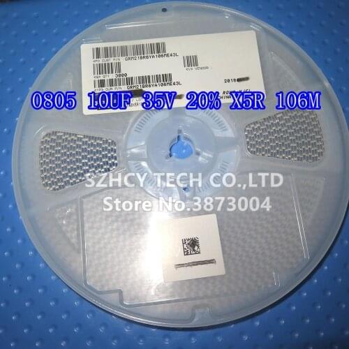 3000Pcs 0805 10UF 35V 20% X5R 0805 106M 35V GRM21BR6YA106ME43L New and origianl