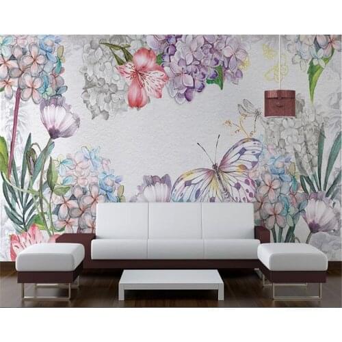 Beibehang Customizing the stereoscopic background of European fashion style papel de parede 3d wallpaper watercolor flowers