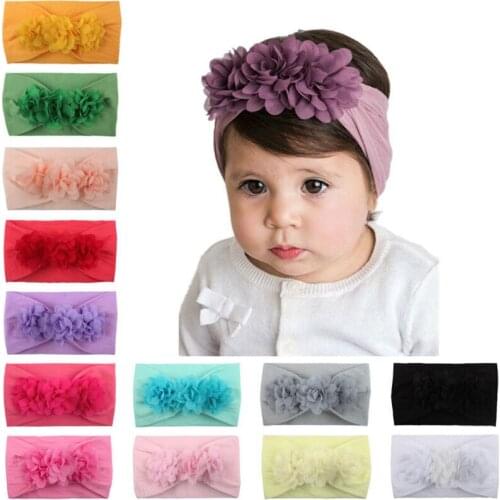 Infant Baby Girl 3D Flower Headband 2019 Newborn Baby Girl Hairband Stretch Turban Knot Headband Head Wrap for Accessory Flower