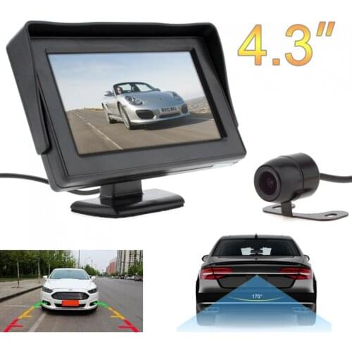 4.3 Inch HD 480 x 234 Resolution 2-Channel Video Input TFT LCD Car Monitors + Water Resistant Car Rear View Camera
