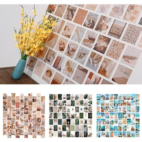 50PCS Simplicity Aesthetic Wall Poster Postcard Photo Collage Picture Set Exqusite Printed Posters Boho Cards Bedroom Decor