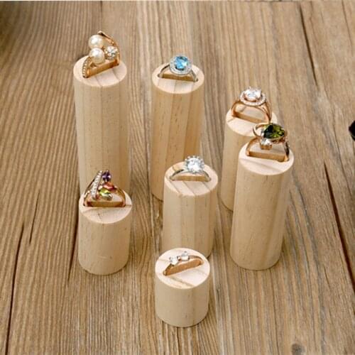 7pcs Plain Unfinished Cylinder Wooden Jewelry Display Holder Storage Ring Organizer