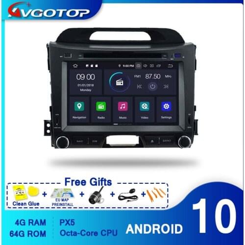 AVGOTOP Android 10 4GB 64GB CAR DVD PLAYER for KIA SPORTAGE 2010-2014 Audio Radio IPS HD Screen NAVIGATION