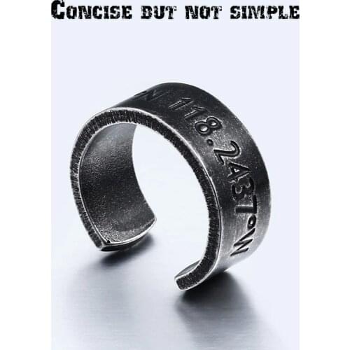 BEIER Stainless Steel Open Cuff anillos mujer for black ring man Retro latitude and longitude Antique Jewelry BR-R091