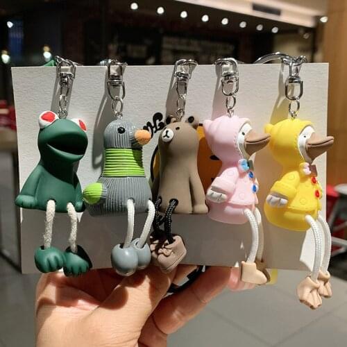 Cartoon Animal Keychain Interesting Lovely Frog Raincoat Duck Doll Backpack Handbag Car Key Accessories Pendant Keyring Hot Sale
