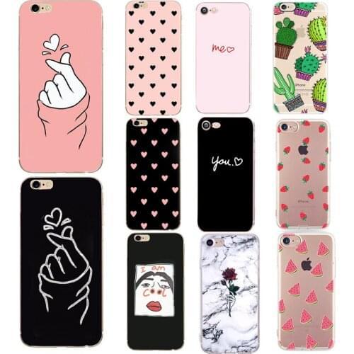 Trendy Cute Cactus Love Heart Patterned Case For Capas iPhone X XS 7 8 Plus 6 6S 5 S 5S SE Ultra Thin TPU Cover Phone Cases