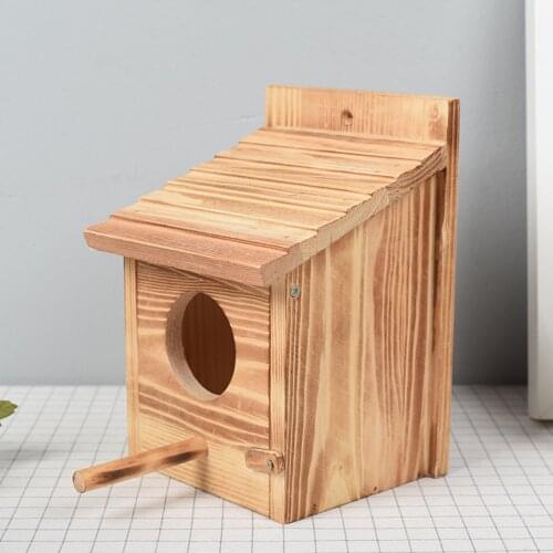 Wood Bird Breeding Box Bird House Nest Parrot Breeding Decorative Cages Pet Accessories Home Balcony Decoration