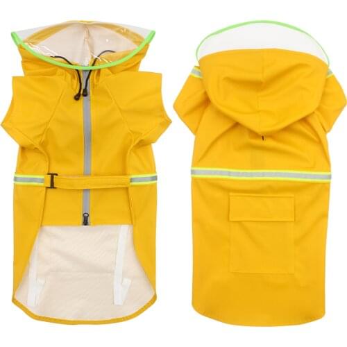 Pet Raincoat Reflective Large Dog Raincoat Cloak Type Transparent Rain Dog Raincoat Zippered Pet Coat Dog Windproof Raincoat