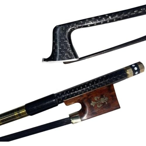 Hot sale good quality 5pc plaid Carbon fiber violin bow 4/4 size new black horse hair professional Gold snakewood frog