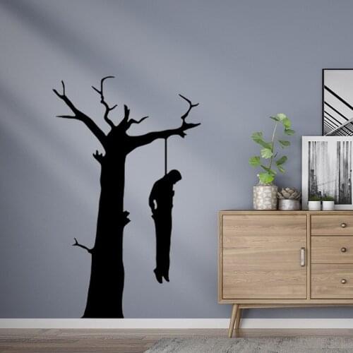 Gothic Wall Decal Halloween Decor Skeleton Art Sticker Tree Wall Art for Living Room Wall Vinyl
