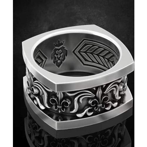 Fashion Retro Crown Lion King Stainless Steel Ring Men Palace Pattern Viking Finger Rings for Women Punk Hip Hop Jewelry