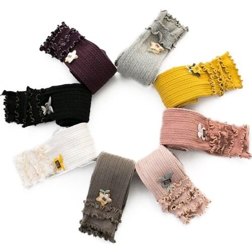 New Cotton Spring and Autumn Period Knit Tights Kids Agaric Nine Points Long Pantyhose 0-6Yrs Medium Thick Girls Winter Tight