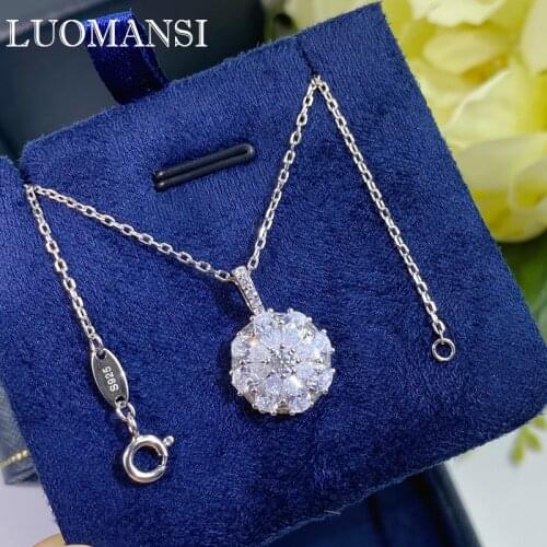 Luomansi Super Flashing Sun Flower Pendant Female Necklace 100-S925 Sterling Silver Jewelry Wedding Party Birthday Gift