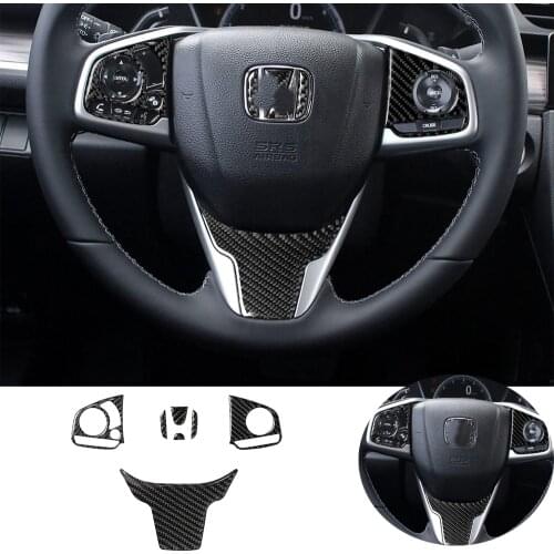 Soft Real Carbon Fiber for Honda Civic 2016-2019 Carbon Fiber Steering Wheel Sticker Trim Car Accessories Parts