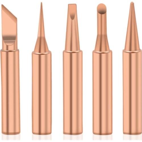 6pcs/set Soldering Iron Tips Pure Copper 900M-T Soldering Iron Tip Lead-free Solder Tips Welding Head Soldering Tools
