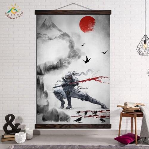 Wall Art Prints and Posters Modern Art Canvas Painting Poster Vintage Wall Art Pictures Home Decoration Dark Cool Ninja Samurai