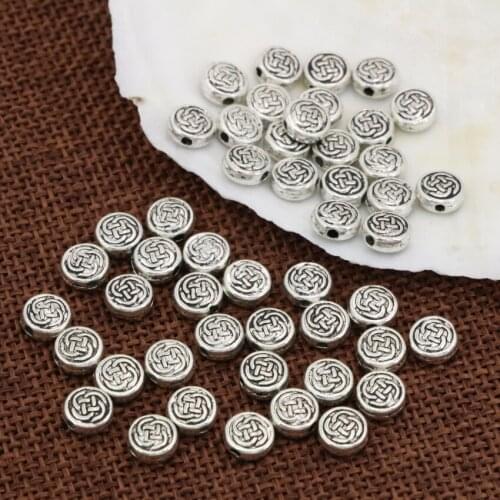 New fashion 100pcs Tibet silver plated round rondelle wheel carved 7mm spacers beads accessories elegant jewelry findings B2538