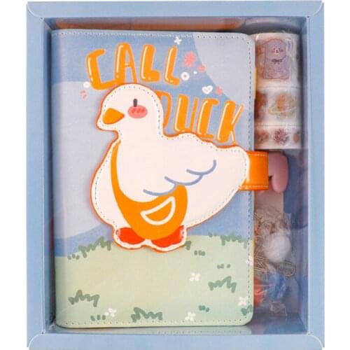 Agenda 2021 Newest Cute PU Leather A6 Spiral Binder Diary Notebook Journal Agenda Monthly Planner Gift Set Kawaii Stationery