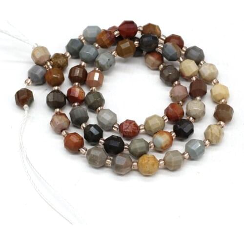 New Natural Stones American Pictures Beaded Olive Shape Faceted Energy Column Beads For Women DIY Jewelry Making Bracelet 6mm