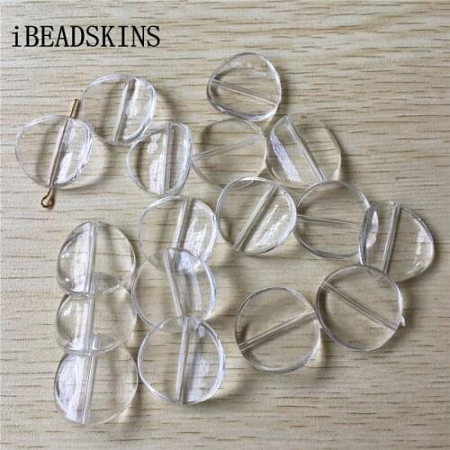 New arrival! 25mm 200pcs/lot Acrylic clear Bend coins shape beads for jewelry making(As shown)