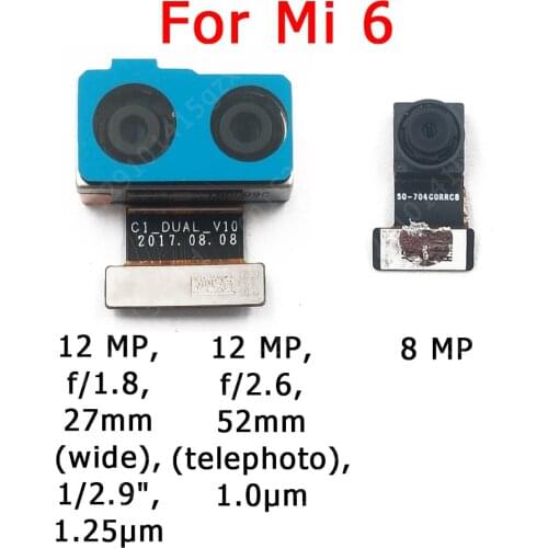 Original Front Rear Back Camera For Xiaomi Mi 6 Mi6 Main Facing Camera Module Flex Cable Replacement Spare Parts