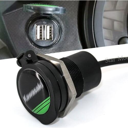 For Kawasaki VERSYS X-300 Socket Splitter 2 USB Charger Cover Car Charger with Led Light Power Adapter Motorcycle Socket Mount