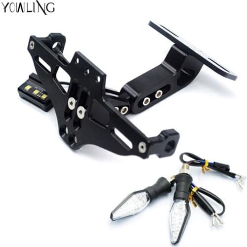 Motorcycle Adjustable License Number Plate Frame Holder Bracket with light For benelli bn600 bn300 bj300 bj250 BJ600 BNT300
