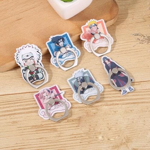 Classic Cartoon Anime Uzumaki Cosplay Props Konoha Uchiha Sasuke Phone Holder Stand Acrylic+Metal Ring Foothold Adjustable