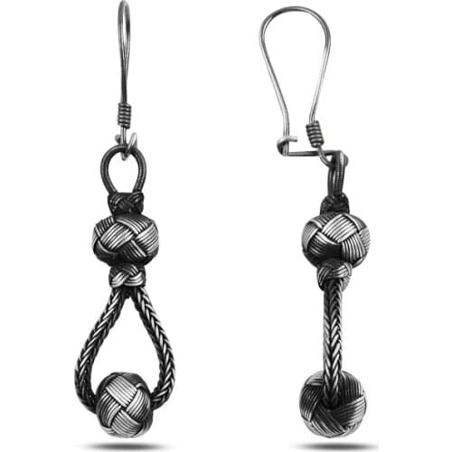 Silverlina Silver Dangle Oxidized Kazaz Earrings