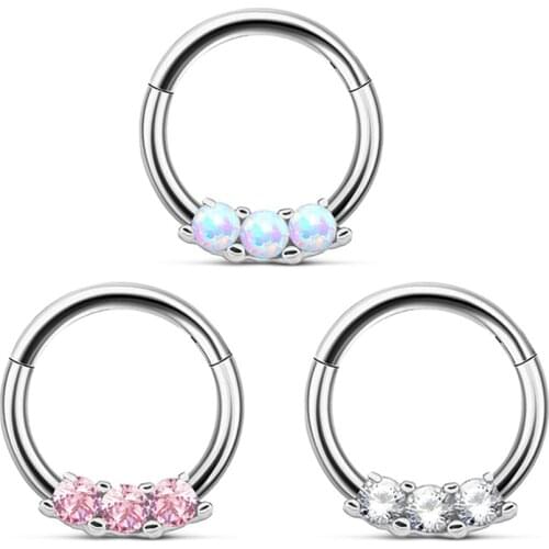 1pcs Surgical Steel Opal Stone Septum Nose Ring Opal Ball Closure Nipple Tragus Eyebrow Lip Belly Piercing Earring Body Jewelry