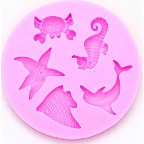 3D DIY Silicone Marine Animals Cake Mold Biscuit Cake Moulds Fondant Cake Decorating Tools Cookies Mold Kitchen Accessorie