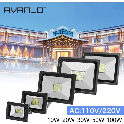 110V/220V Ultra-thin10W 20W 30W 50W 100W LED Flood Light Spotlight Led Search Lamp Floodlights for Outdoor Garden Street Square