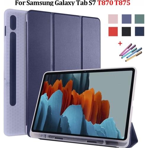 Tab S7 Cover Tablet SM-T870 SM-T875 Case With Pencil Holder Leather Soft Back Stand Tablet Funda For Samsung Galaxy Tab S7 Case