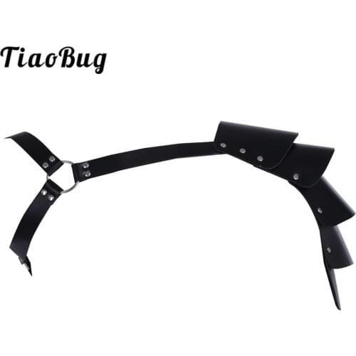 TiaoBug Men Faux Leather Single Shoulder Armor Medieval Warrior Anime Cosplay Party Nightclub Rave Costume Halloween Accessories